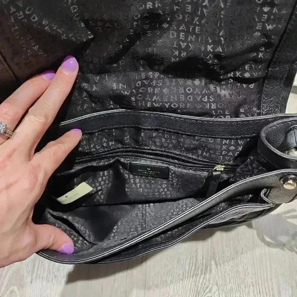 Kate Spade New York Women's Leather Tassel Saddle Crossbody Bag Black One Size - Picture 6 of 10